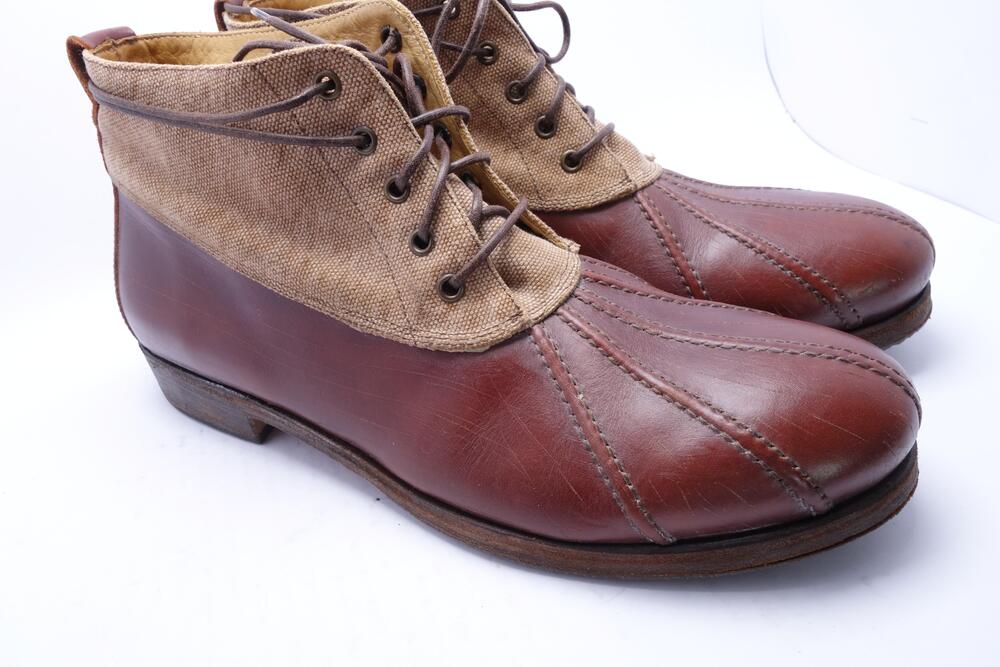 Billy Reid Boots Mens Size 13 Brown Leather Canvas Chukka Ankle Made In Italy